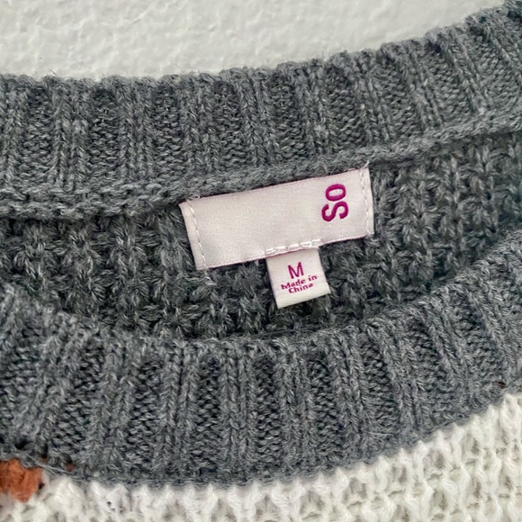 Grey, White & Burnt Orange Striped Sweater - Picture 2 of 3